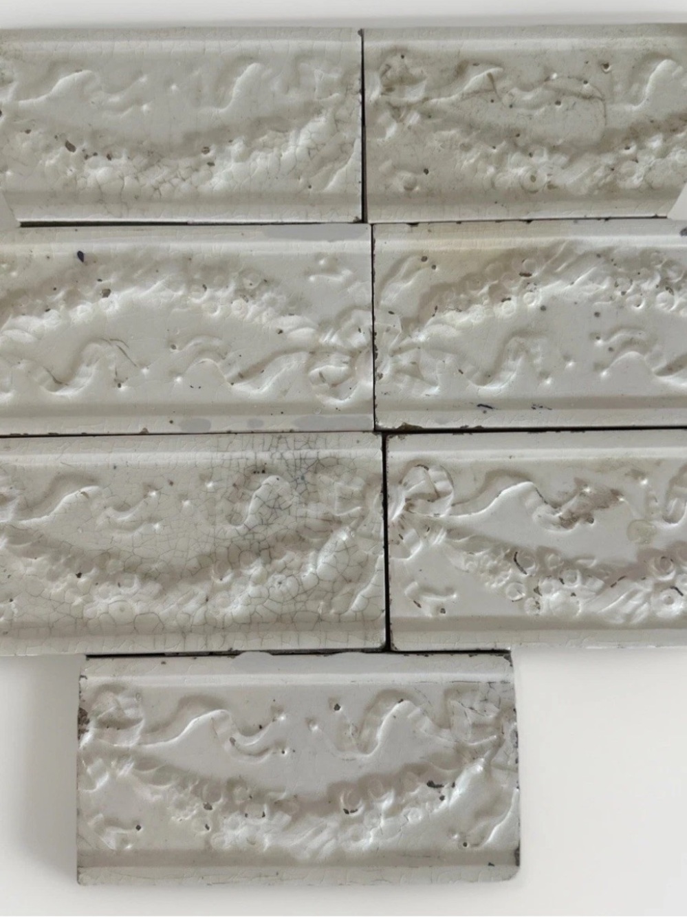 Lot of 7 Antique Border Tiles American Encaustic AETCO Embossed